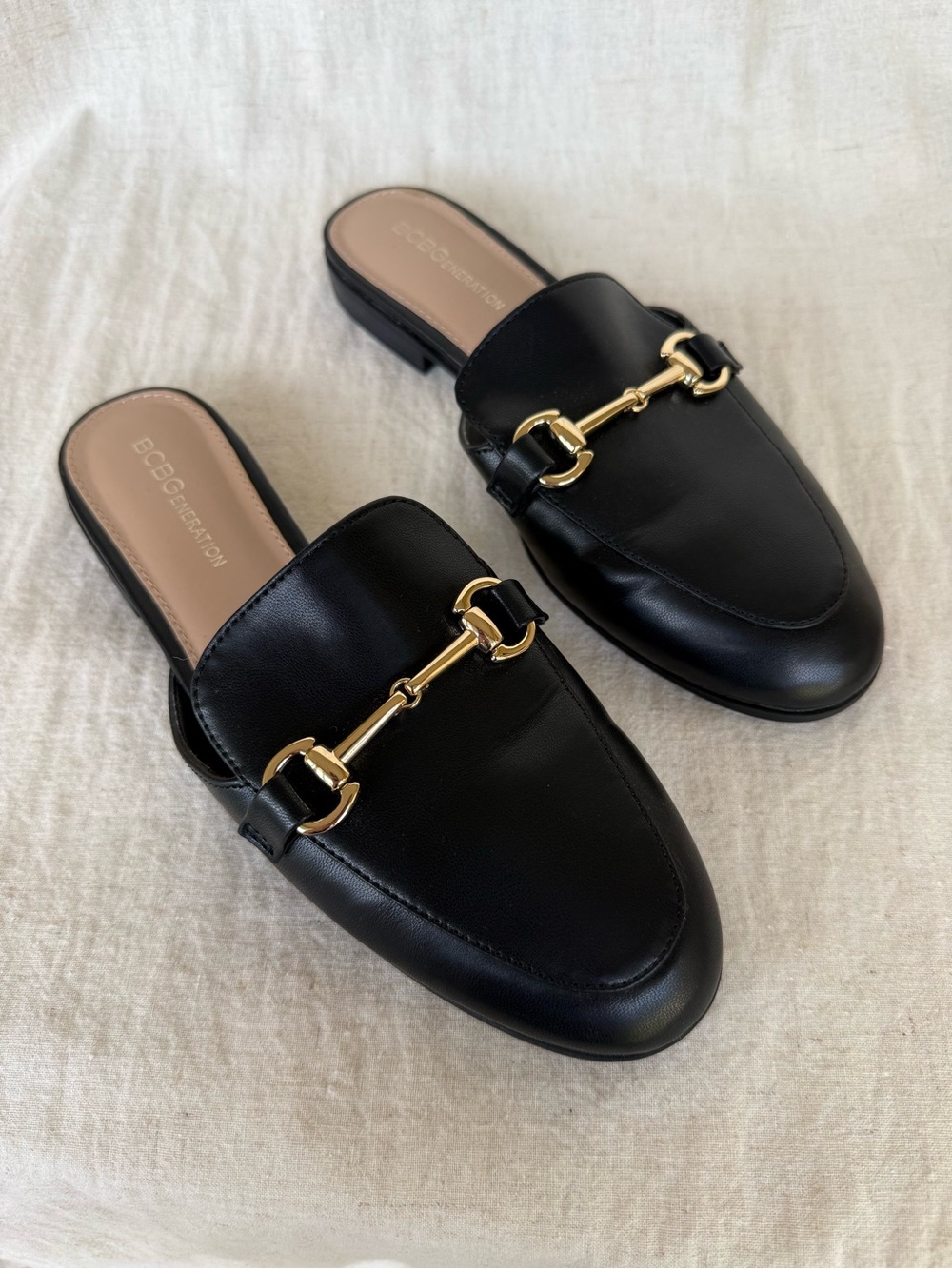 BCBGeneration - Zorie Mule - Black Mule Loafers with Gold Horsebit
